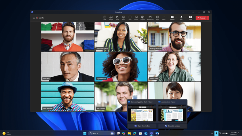Screenshot of a video conference call with eight participants