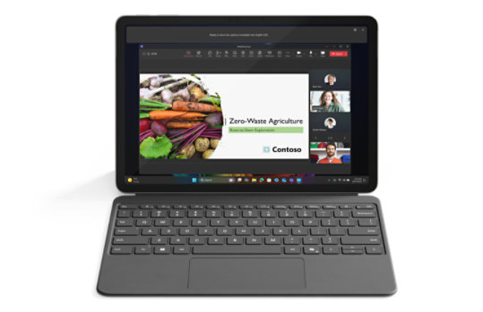 Device showing AI-powered collaboration during a meeting