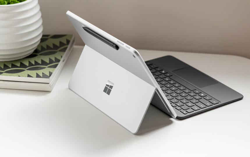 Tablet with kickstand open