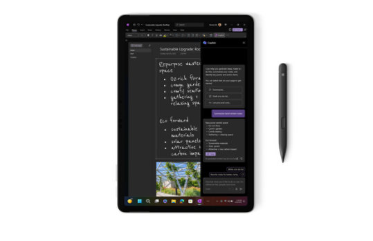 Device showing screen with stylus
