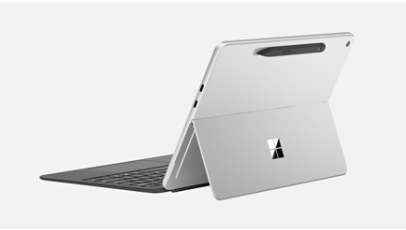 Surface tablet with kickstand, shown from back.